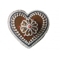 Perníkové srdce ručně malované  s květinou 10 cm
